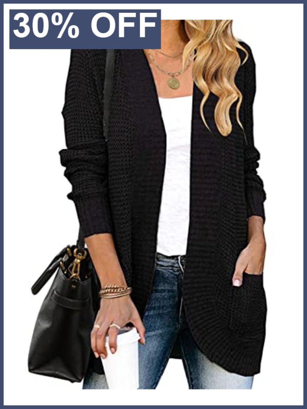 Womens Long Sleeve Open Front Chunky Knit Cardigan Sweater